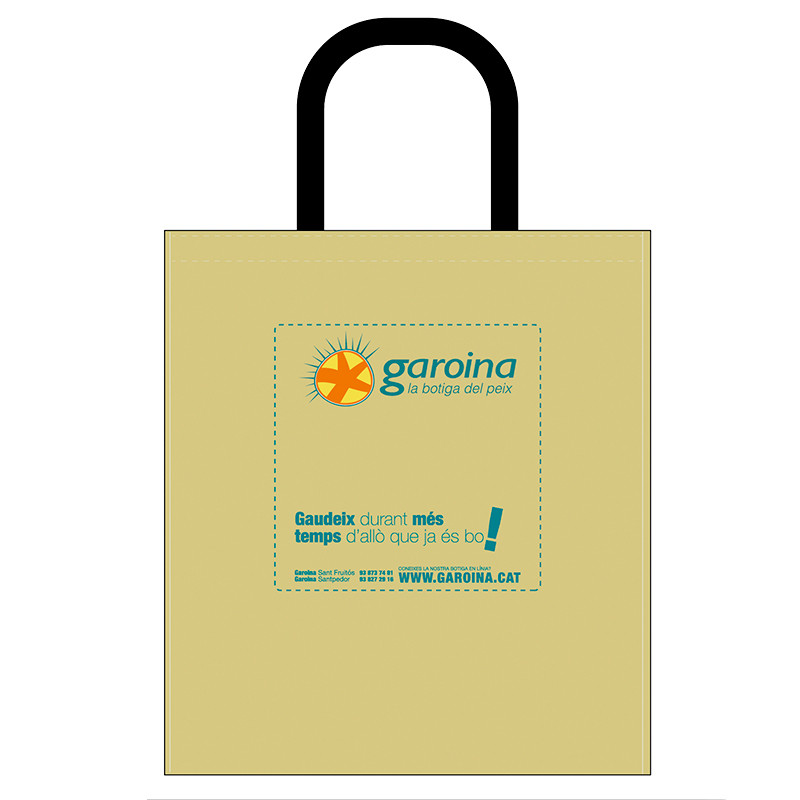 BOLSA ISO GAROINA KRAFT/ASA NEGRA LOGO NEGRO IMPRESO 1T